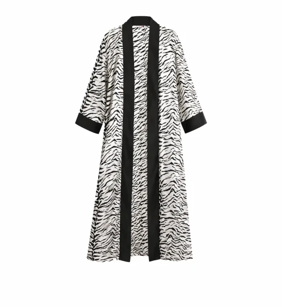 Long Zebra Print Shawl Collar