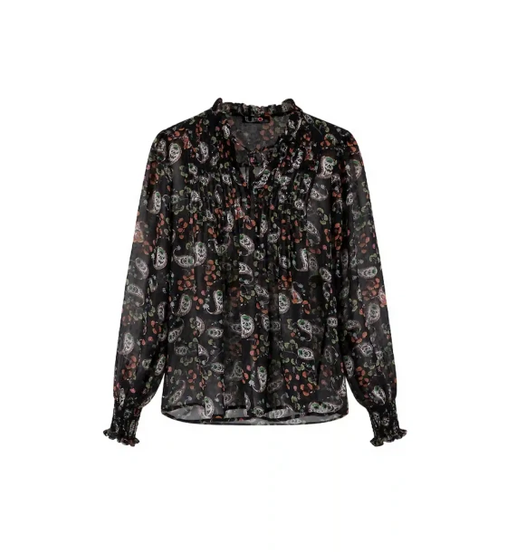 Ruffled Band Collar Blouse
