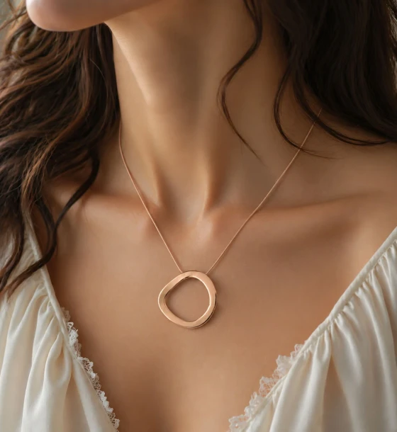 Rose Gold Abstract Pendant Necklace