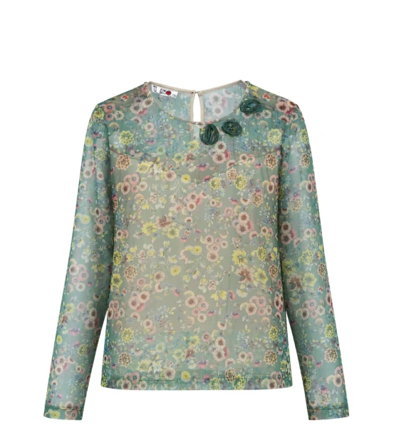 Floral Chiffon Appliqué Blouse