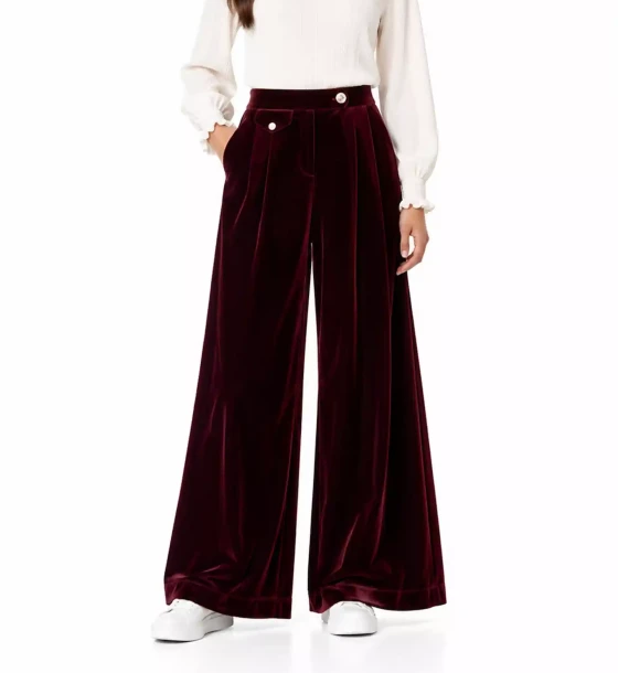 Wide-Leg Velvet Pants