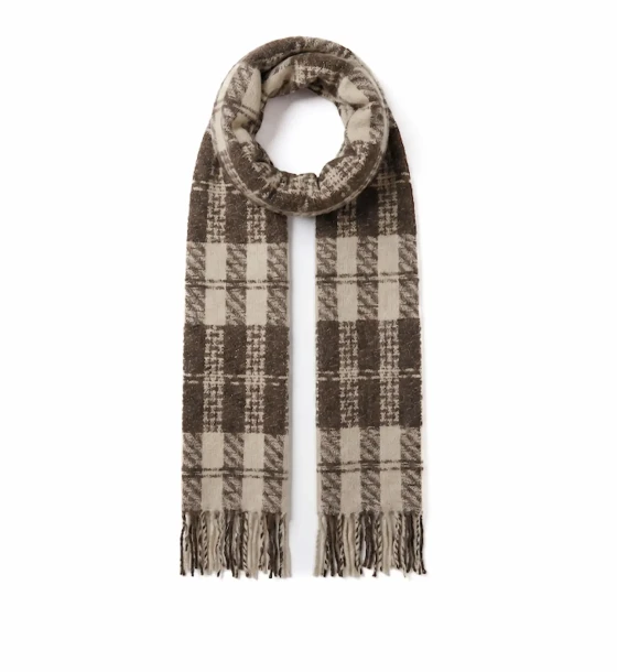 Bold Plaid Fringe Scarf
