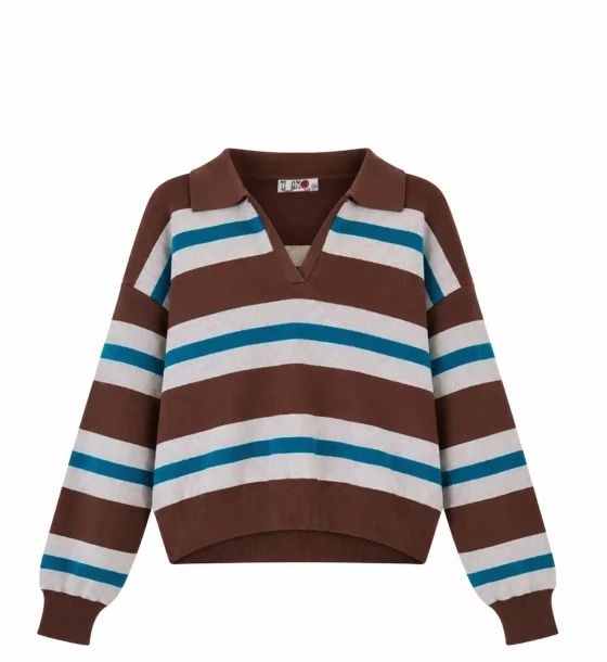 Striped Polo Knit Sweater