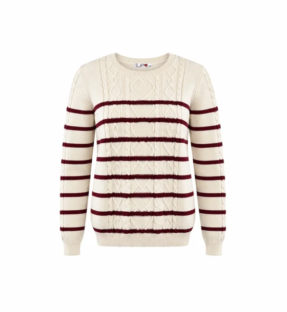 Striped Textured Knit Sweater