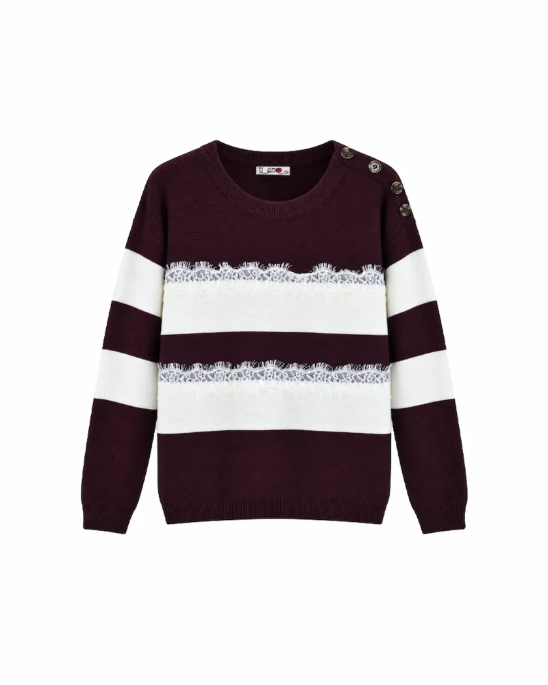 Striped Lace Detail Sweater