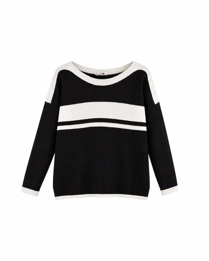 Striped Knit Sweater.
