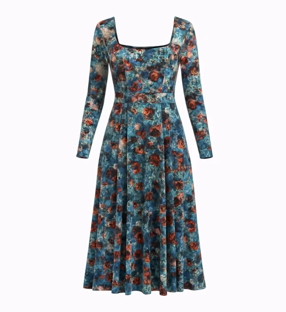 Printed Dress with Waist Detail