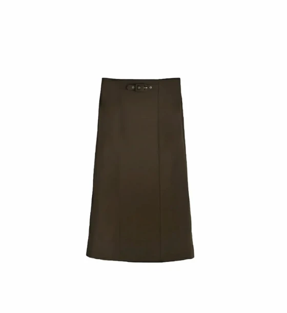 Elegant Skirt with Waist Belt and Vertical Cuts
