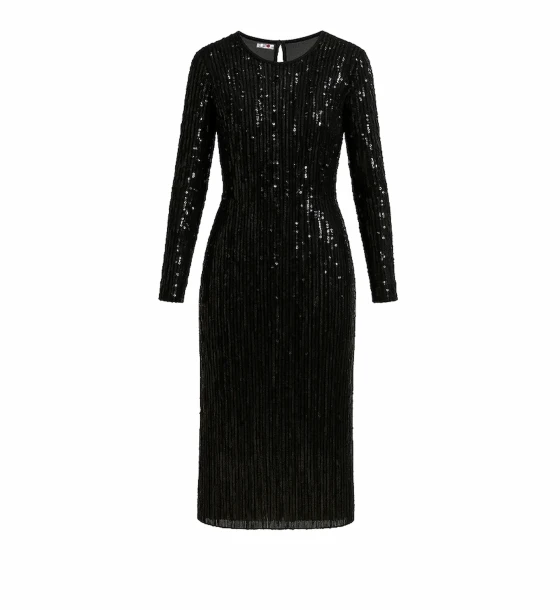 فستان سواريه  لامع بأكمام طويلة