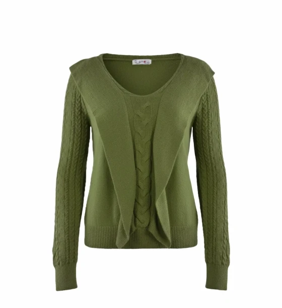 Textured Pullover with Braided Sleeve Detail