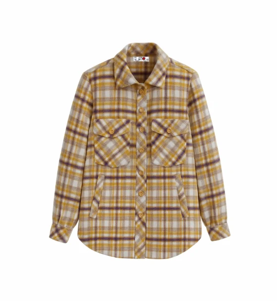 Elegant Winter Checkered Shirt with Dual Pockets