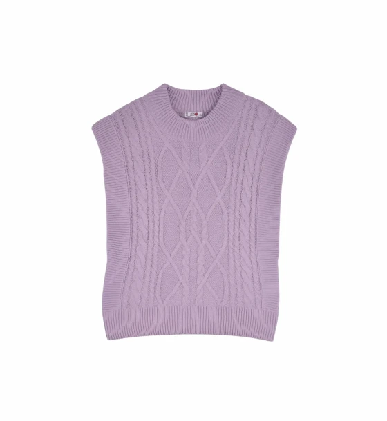 Tricot Sweater with Cable-Knit Design