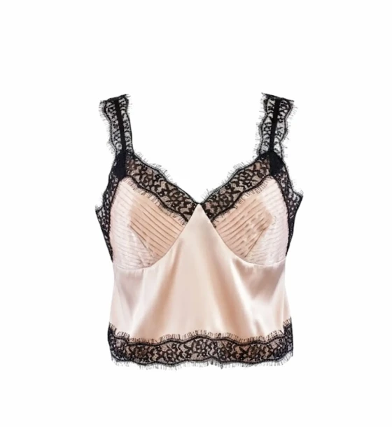 Elegant Satin Lace Strap Top