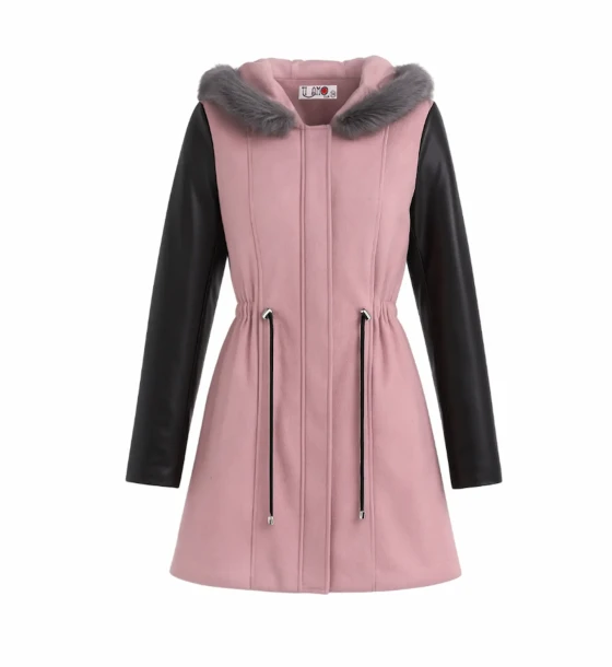 Hooded Coat with Faux Fur