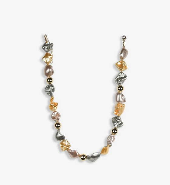 Mixed Metal Pearl Necklace