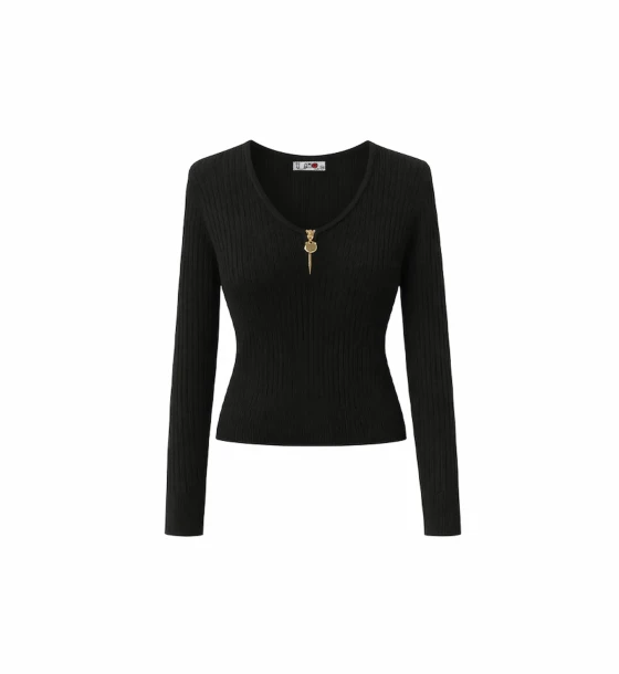 Zip Front Ribbed Top