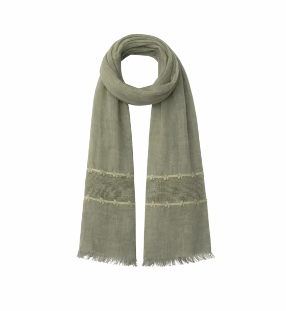 Embroidered Bow Scarf
