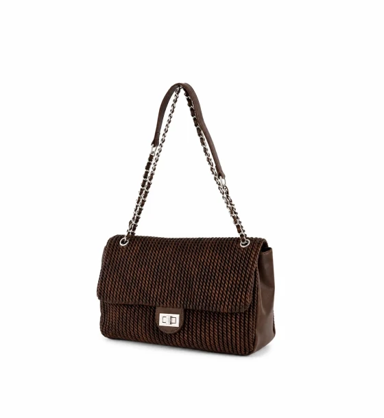 Leather Shoulder Bag with Chain