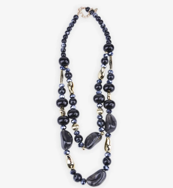 Elegant Crystal Necklace with Golden Accents